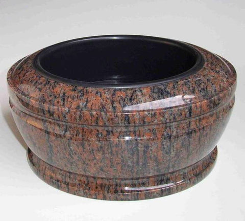 Granite grave bowl Exclusiv-grande 33 cm – granite selection reddish-grey, blue-grey-black-reddish-brown, black, polished & dignified