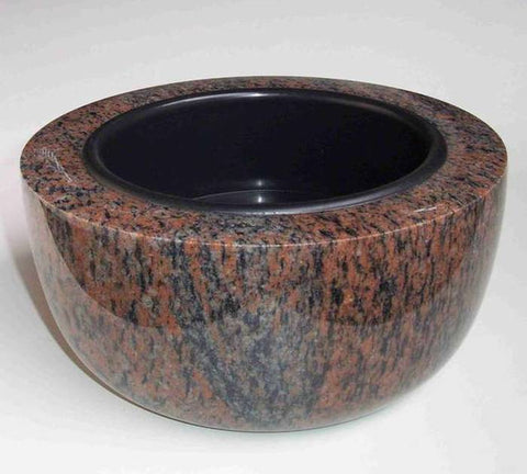 Granite grave bowl Modern-grande 33 cm – granite selection white-beige-grey-brownish, reddish-grey, blue-grey-black-reddish-brown, black, polished & dignified