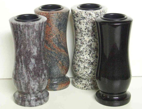 Grabvase Taille-small aus Granit – kompakt-zylindrisch, verschiedene Farben