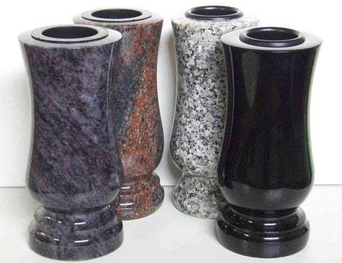 Grabvase Taille-medium aus Granit – schlank-zylindrisch, verschiedene Farben