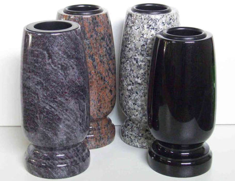 Grabvase Classico medium aus Granit – klassisch zylindrisch, verschiedene Farben