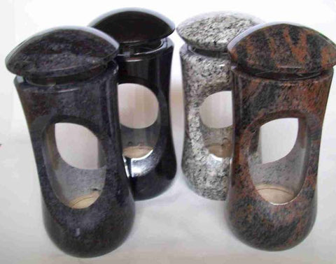 Grablampe aus Granit mit Sichtfenster – 11 Farbvarianten – 27 × 12,5 cm – modernes Grablicht