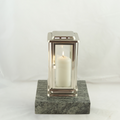 Grablampe Royal aus Edelstahl mit Sockel 20×20×5 cm aus Granit