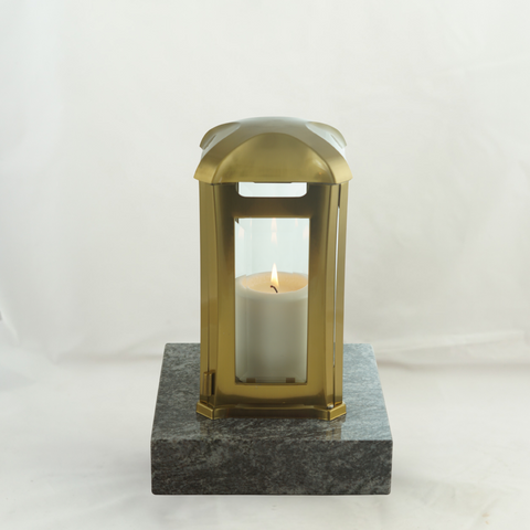 Grablampe "Venezia" aus Edelstahl-bronzefarben und Granitsockel