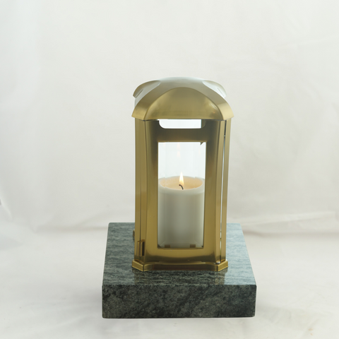 Grablampe "Venezia" aus Edelstahl-bronzefarben und Granitsockel