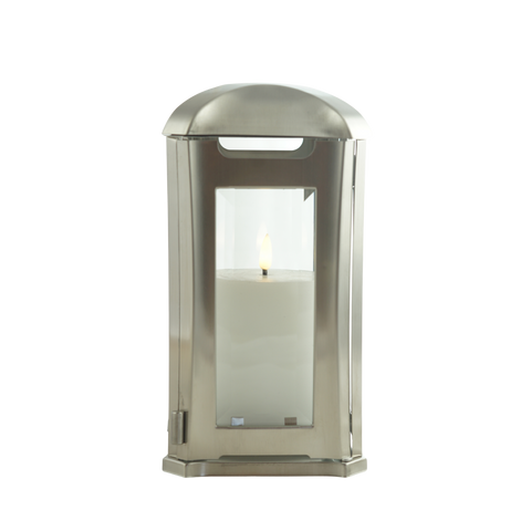 Grave lamp Venezia made of stainless steel, silver-colored, 13×13×24 cm