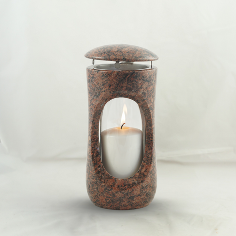 Grablampe aus Granit mit Sichtfenster – 11 Farbvarianten – 27 × 12,5 cm – modernes Grablicht