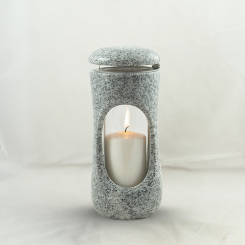 Grablampe aus Granit mit Sichtfenster – 11 Farbvarianten – 27 × 12,5 cm – modernes Grablicht