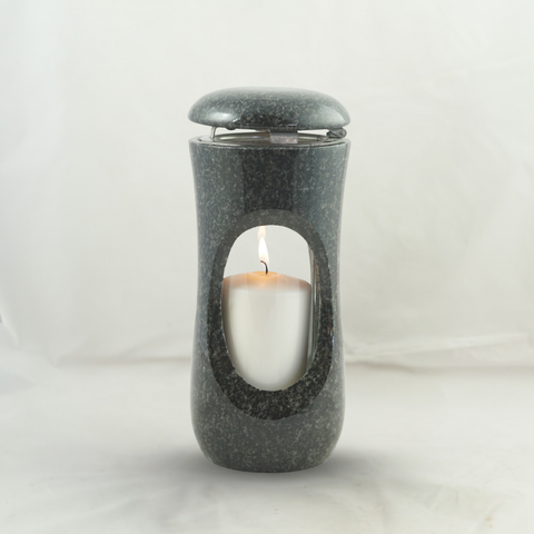 Grablampe aus Granit mit Sichtfenster – 11 Farbvarianten – 27 × 12,5 cm – modernes Grablicht