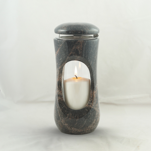 Grablampe aus Granit mit Sichtfenster – 11 Farbvarianten – 27 × 12,5 cm – modernes Grablicht