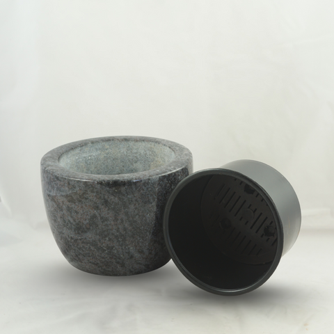 Granite grave bowl Modern 24 cm – Granite selection reddish-grey, blue-grey-black-reddish-brown, black, polished & dignified