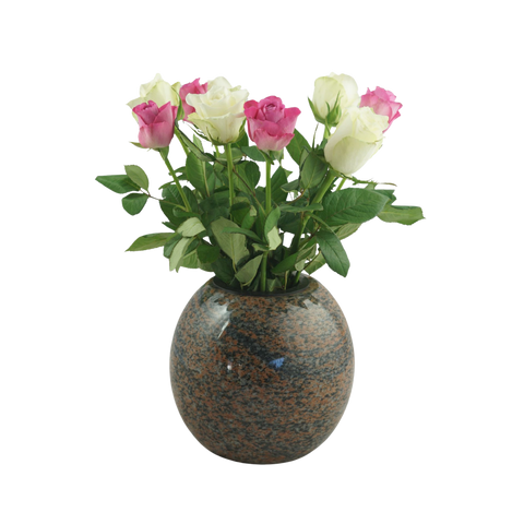 Grave vase ball made of granite – spherical, various colors