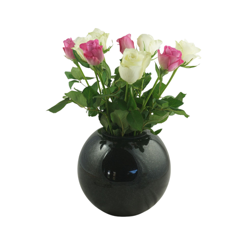 Grave vase ball made of granite – spherical, various colors