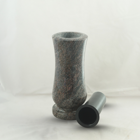 Grabvase Taille-small aus Granit – kompakt-zylindrisch, verschiedene Farben