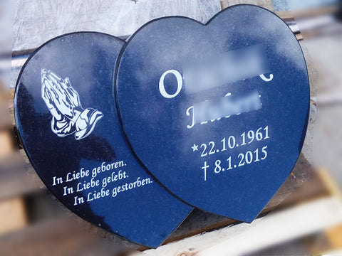 Double heart made of granite various types of granite