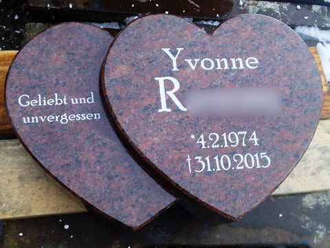 Double heart made of granite various types of granite
