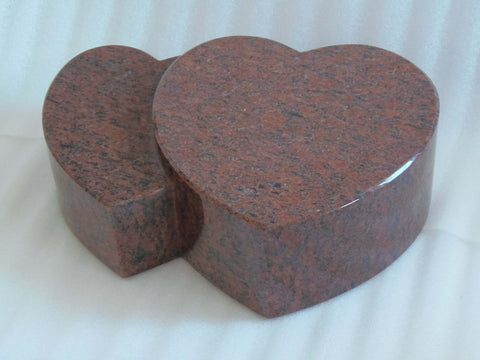 Double heart made of granite various types of granite