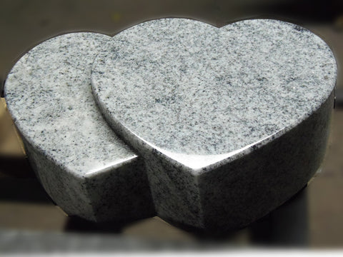 Double heart made of granite various types of granite