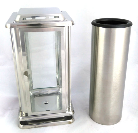 Grablampe Royal & Edelstahlvase – facettiertes Glas, handgefertigt & wetterfest