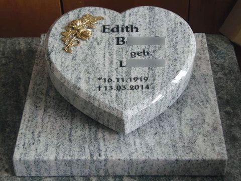 Heart on a granite base plate, various types of granite