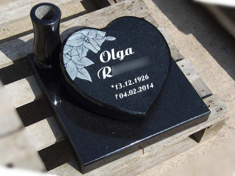 Heart on a granite base plate, various types of granite