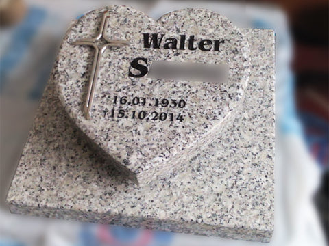 Heart on a granite base plate, various types of granite