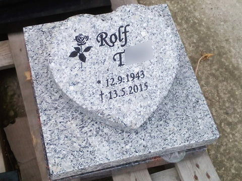 Heart on a granite base plate, various types of granite