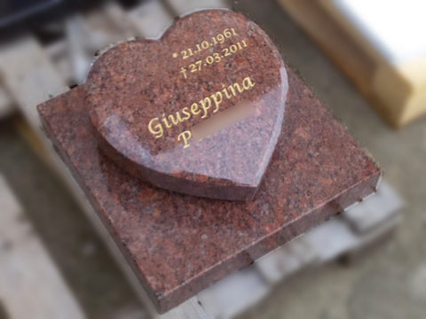 Heart on a granite base plate, various types of granite
