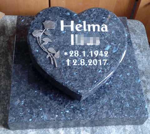 Heart on a granite base plate, various types of granite