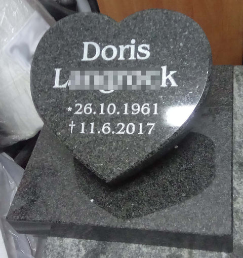 Heart on a granite base plate, various types of granite