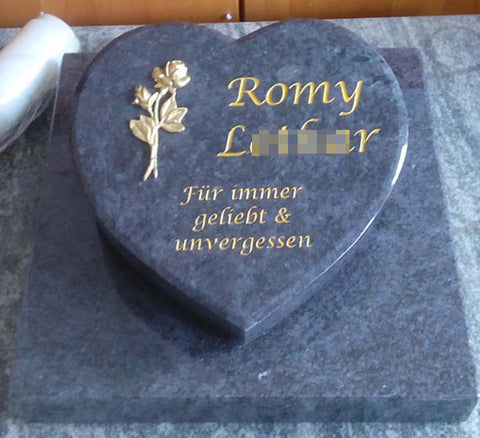 Heart on a granite base plate, various types of granite