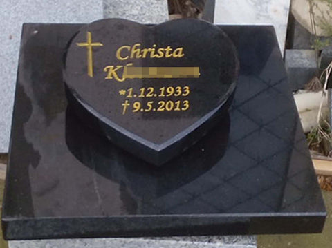 Heart on a granite base plate, various types of granite