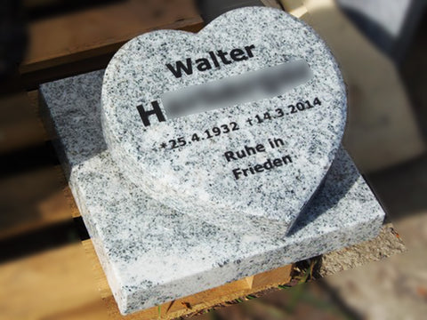 Heart on a granite base plate, various types of granite