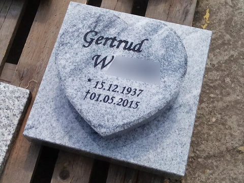 Heart on a granite base plate, various types of granite