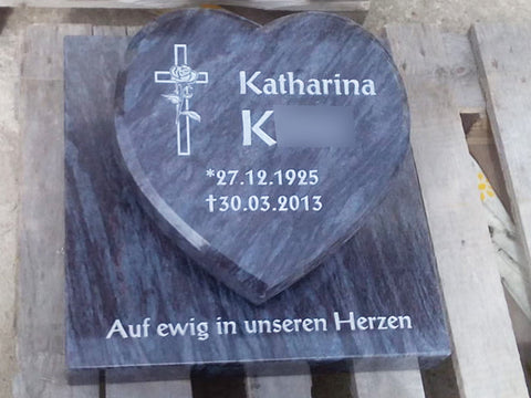Heart on a granite base plate, various types of granite