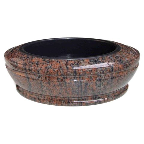 Granite grave bowl Exclusiv-grande 50 cm – granite selection white-beige-grey-brownish, reddish-grey, blue-grey-black-reddish-brown, black, polished &amp; dignified