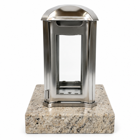Venezia grave lamp made of stainless steel with granite base, naturgrau, 13×13×24 cm