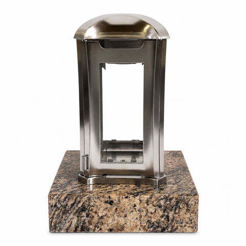 Venezia grave lamp made of stainless steel with granite base, naturgrau, 13×13×24 cm