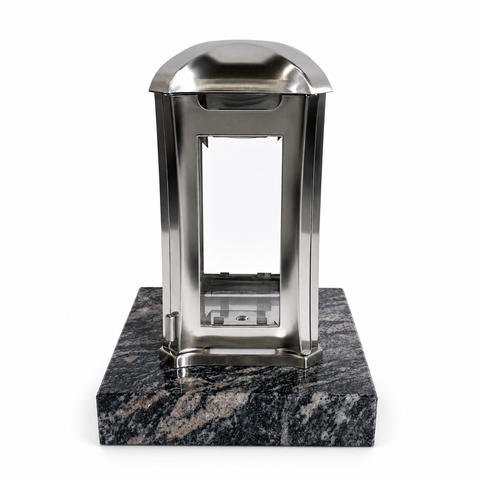 Venezia grave lamp made of stainless steel with granite base, naturgrau, 13×13×24 cm