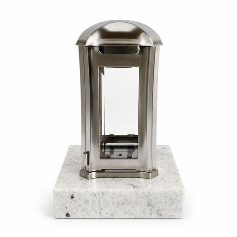 Venezia grave lamp made of stainless steel with granite base, naturgrau, 13×13×24 cm