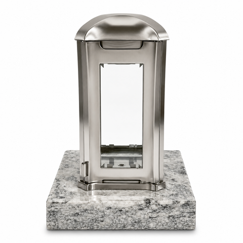 Venezia grave lamp made of stainless steel with granite base, naturgrau, 13×13×24 cm