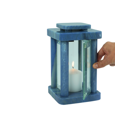 Grablampe Design-Modern Macaubas Granit – 25,5 cm, Handarbeit EU, wetterfest & massiv