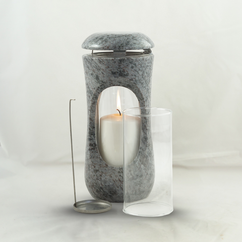 Grablampe aus Granit mit Sichtfenster – 11 Farbvarianten – 27 × 12,5 cm – modernes Grablicht
