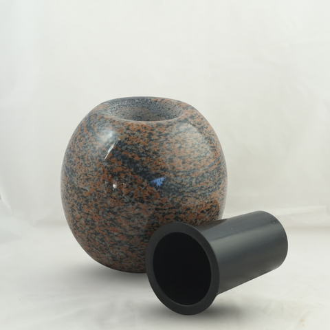 Grave vase ball made of granite – spherical, various colors