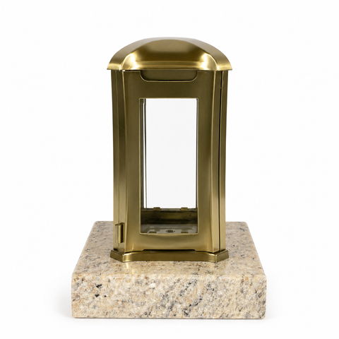 Grave lamp "Venezia" made of stainless steel bronze and granite base
