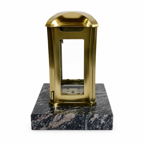 Grave lamp "Venezia" made of stainless steel bronze and granite base