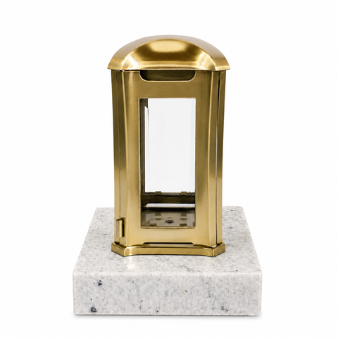 Grave lamp "Venezia" made of stainless steel bronze and granite base