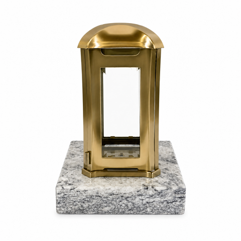 Grave lamp "Venezia" made of stainless steel bronze and granite base