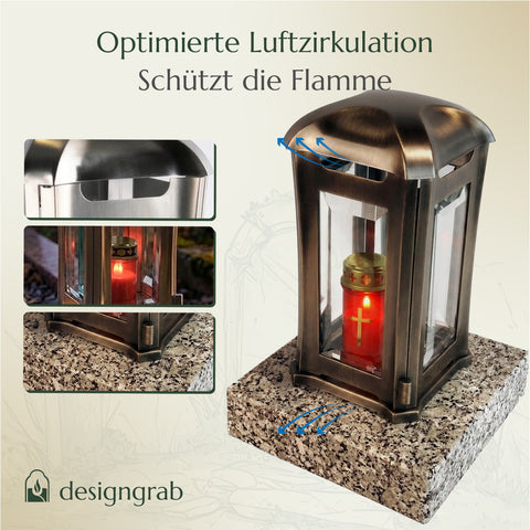 Grablampe Venezia aus Edelstahl mit Granitsockel - 13 Farben