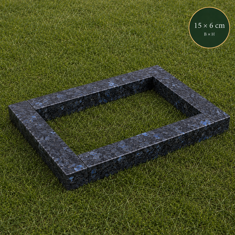 Grabeinfassung aus Granit Labrador Blue Pearl – Profil 15 × 6 cm
